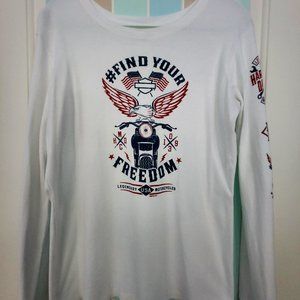 Harley Davidson Women's Long Sleeve White Tee Large